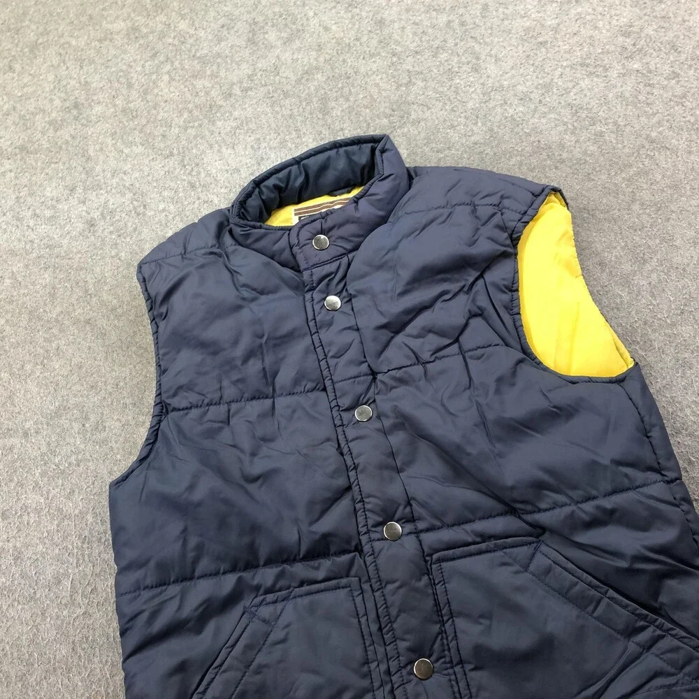 Vintage Montgomery Ward Vest Mens Small Blue Nylon Quilted Snap Puffer Outdoor